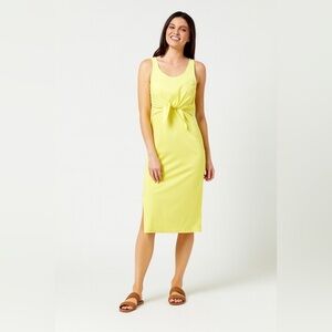 Pact organic cotton yellow lemondrop tie front tank midi dress size XS sundress